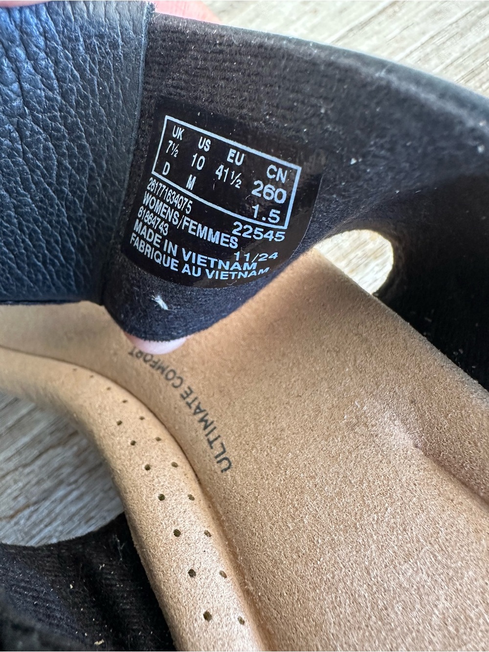 Clarks Collection Black Sandal Cork Wedges Giselle Style Size 10 - Picture 6 of 7